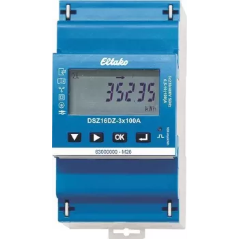 Eltako DSZ16DZ-3x100A MID digitaalne kolmefaasiline energiamõõtur, otsemõõtmine, 100A, klass B, S0 impulssväljund, DIN-liist 28380316