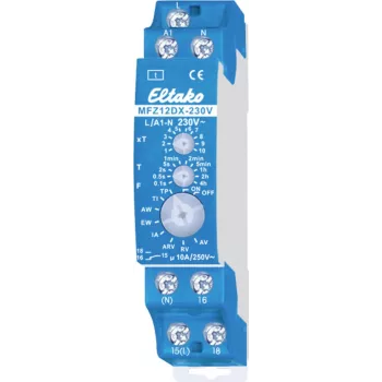 Eltako MFZ12DX-230V mitmefunktsiooniline ajarelee 230 V AC 10 funktsiooni 0,1 s - 4 h DIN-liinile 23001007