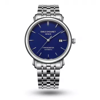 EMILE CHOURIET meeste 001168G406698 automaatne sukeldujakell 40mm musta numbrilauga roostevabast terasest käevõruga