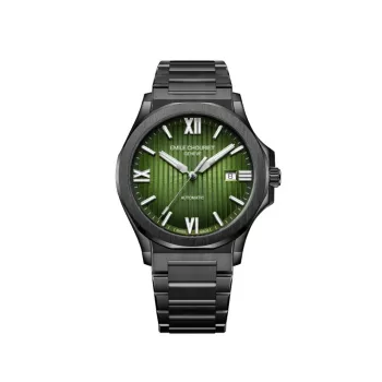 EMILE CHOURIET meeste automaatne kronograafkell 41 mm musta numbrilauga ja musta nahkrihmaga 081172GHHE8H
