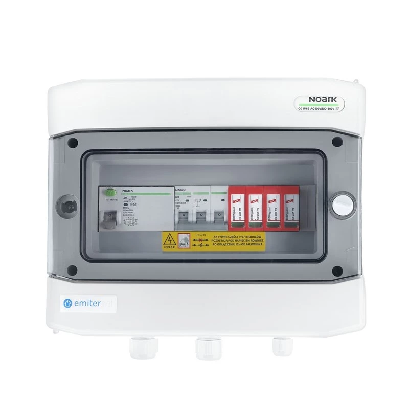 EMITER Lülitusseade Kinnitatud AC Hermeetiline IP65 EMITTER koos AC Dehn Type 2 Liigpingekaitsega, 25A 3-F, RCD Type A 40A/300mA