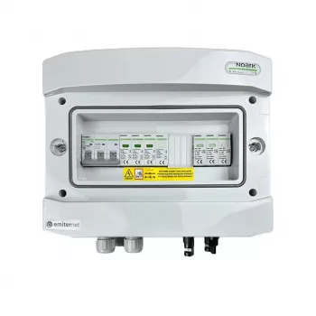 EMITER Switchgear Attached DCAC Hermetic IP65 EMITTER koos Noark 1000V Type 1+2 DC piksekaitsmega, 1 x PV string, 1 x MPPT // og. AC Noark Type 1+2, 10A 3-faasiline