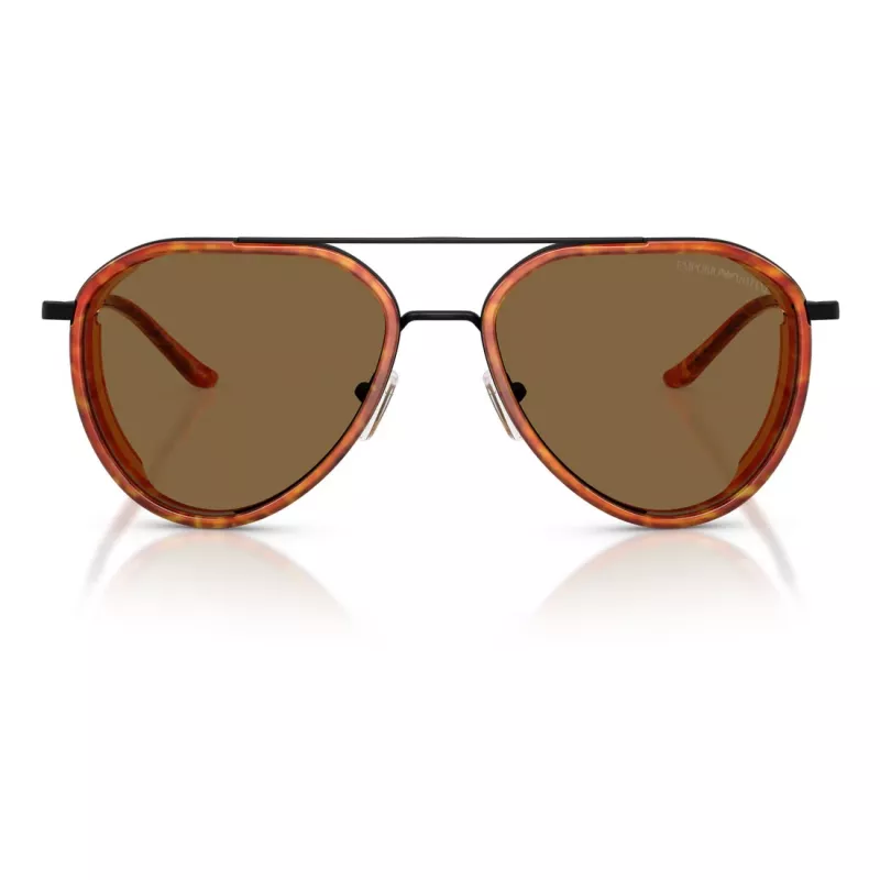 EMPORIO ARMANI EA2163-3001OR Meeste Päikeseprillid - Läikiv Must Raam, Tumehall Lääts, 56mm