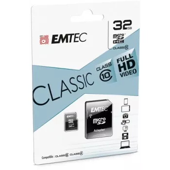 Emtec ECMSDM32GHC10CG 32GB MicroSDHC Class 10 UHS-I mälukaart SD-adapteriga
