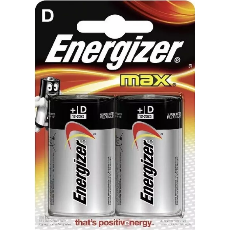 Energizer MAX leeliselemendid D, 2-pakk blisterpakendis (LR20) E300129200