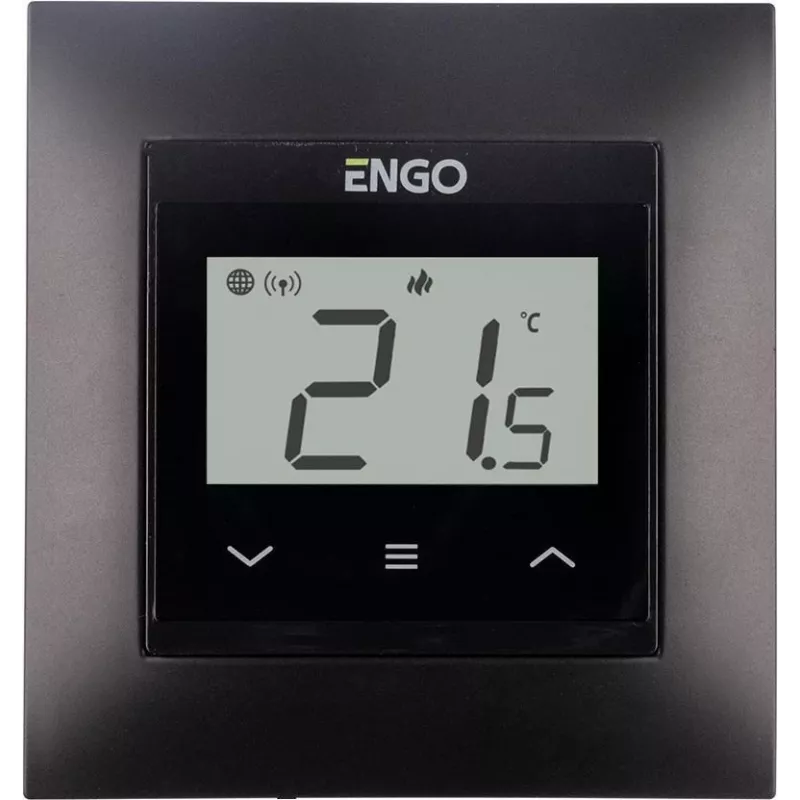 ENGO Controls E55-B Internet Flush-Mounted Temperature Regulator for 55x55 Frame, Wi-Fi, Black