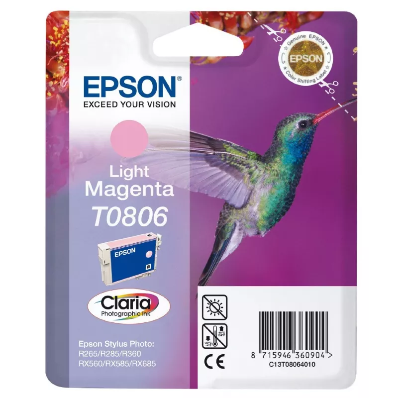 Epson T0806 helesinise magenta originaal tindikassett - blisterpakend - Stylus Photo P50, PX650, PX660, PX700, PX710, PX720, PX730, PX800, PX810, PX820, PX830 jaoks (C13T08064010)