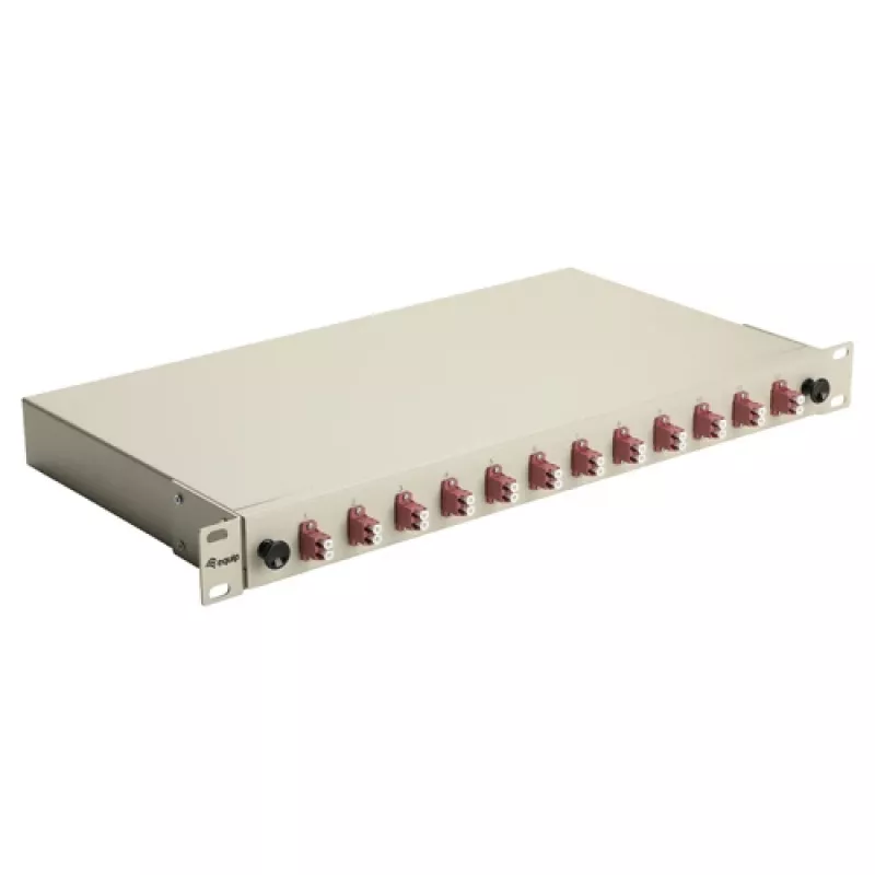 Equip 12-pordiline fiiberoptiline splaissikarp, LC Duplex, OM4, 1U, varustatud, hall