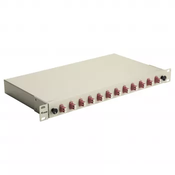 Equip 12-pordiline fiiberoptiline splaissikarp, LC Duplex, OM4, 1U, varustatud, hall