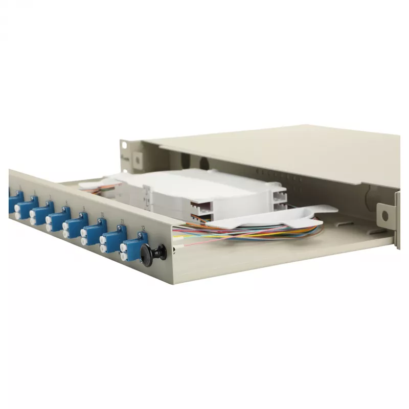 Equip 12-pordine LC Duplex OS2 fiiberoptiline jätkukarp, 1U rackmonteeritav, hall