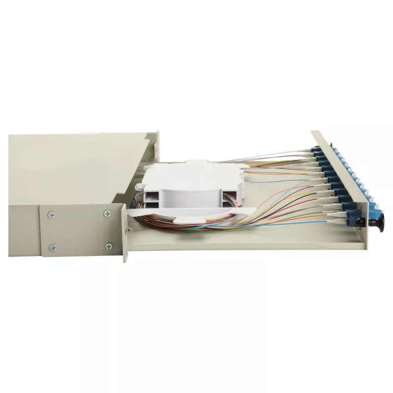 Equip 12-pordine LC Duplex OS2 fiiberoptiline jätkukarp, 1U rackmonteeritav, hall