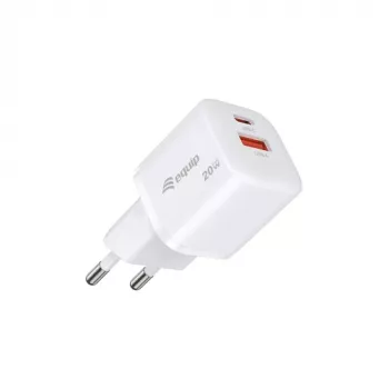 Equip 2-pordine USB-C PD3.0/USB-A GaN seinilaadija 20W valge