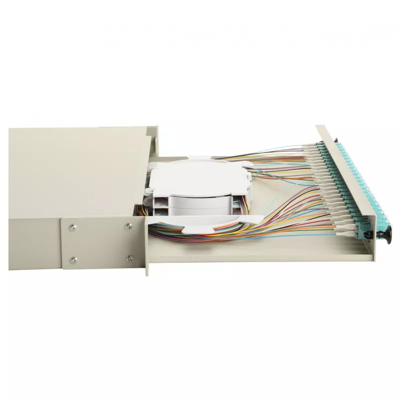 Equip 24-pordiline fiiberoptiline jätkukarp, LC Duplex, OM3, 1U, varustatud, hall