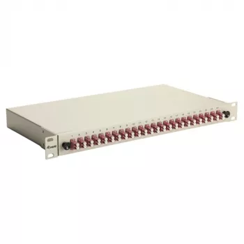 EQUIP 24-pordiline fiiberoptiline jätkukarp, LC Duplex, OM4, 1U, varustatud, hall