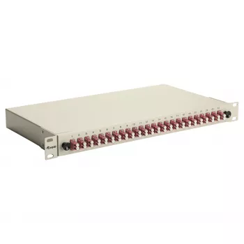 EQUIP 24-pordiline fiiberoptiline jätkukarp, LC Duplex, OM4, 1U, varustatud, hall