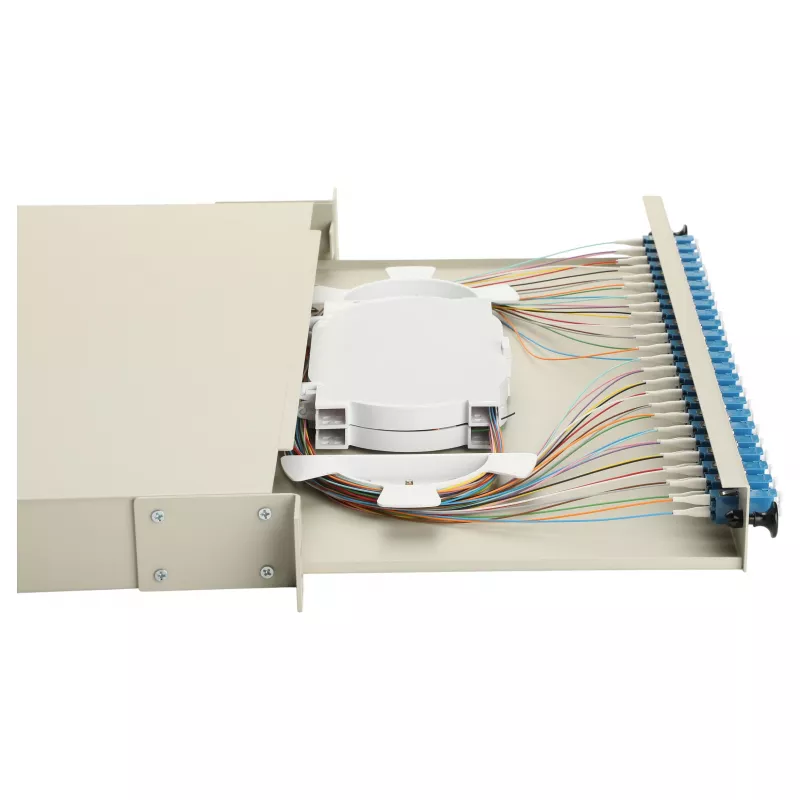 EQUIP 24-pordiline fiiberoptiline jätkukarp, LC Duplex, OS2, 1U, varustatud, hall