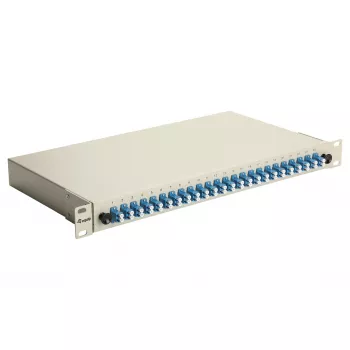 EQUIP 24-pordiline fiiberoptiline jätkukarp, LC Duplex, OS2, 1U, varustatud, hall