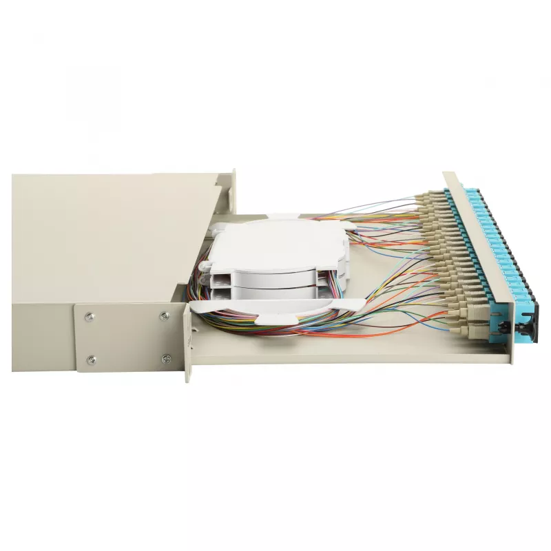 Equip 24-pordiline fiiberoptiline jätkukarp, SC Duplex, OM3, 1U, täisvarustuses, hall
