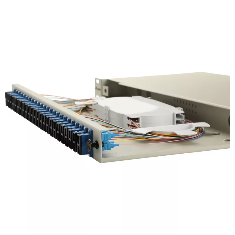 Equip 24-pordiline fiiberoptiline jätkukarp, SC Duplex, OS2, 1U, varustatud, hall