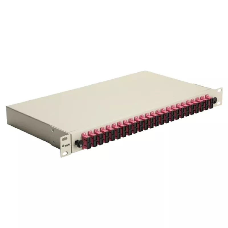 Equip 24-pordine SC Duplex OM4 fiiberoptiline splaissikarp 1U rackmount, varustatud, hall