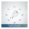 Equip 245526 2-pordiline USB-C PD3.0 / USB-A GaN 20W seinilaadija, valge