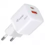 Equip 245526 2-pordiline USB-C PD3.0 / USB-A GaN 20W seinilaadija, valge