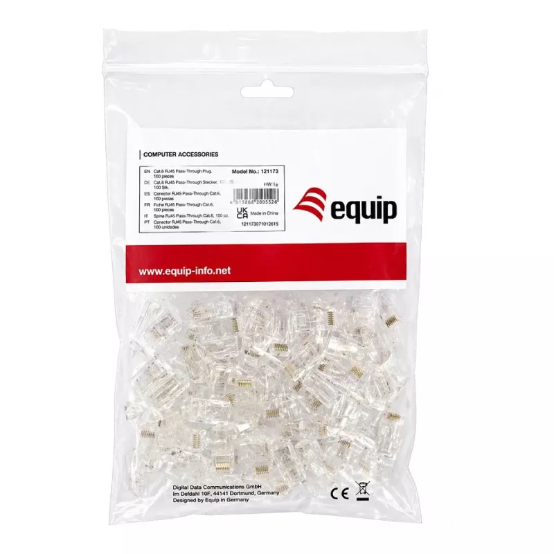 Equip Cat6 RJ45 UTP varjestamata pistikukomplekt (100 tk) - läbipaistev