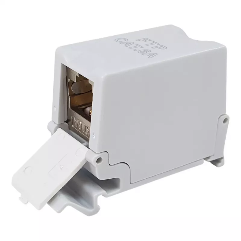 Equip Cat6A Varjestatud Keystone Ühendus 1xRJ45 DIN-liist Hall