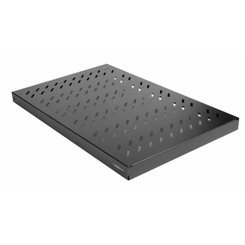 Equip EZVS-19-1-10-B 19 tolli 1U fikseeritud riiul, 1000 mm sügavus, must – tugev teras, 100 kg kandevõime