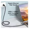 Equip Gigabit USB-C / USB-A kuni RJ45 Etherneti adapter - must