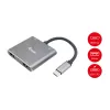 EQUIP USB-C 4-in-1 Dual-HDMI adapter 100W PD, 4K MST, Alumiinium