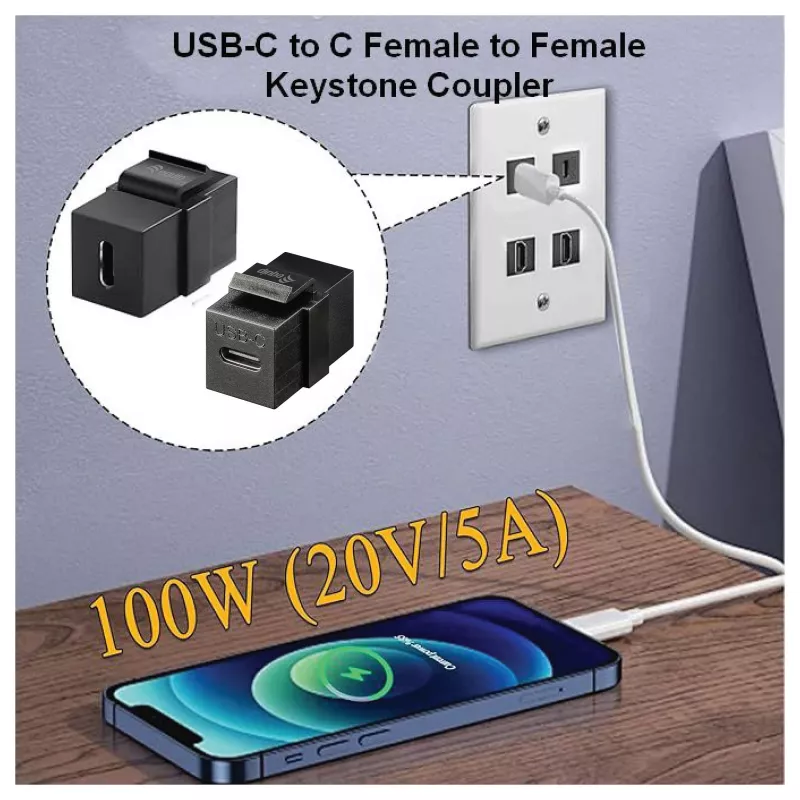 Equip USB-C keystone ühendusmuhv, USB 3.2 Gen 2, USB-C emane-emanele, must
