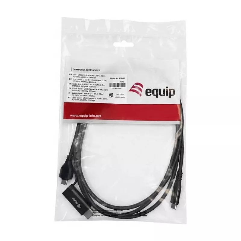 EQUIP USB-C to USB-C + HDMI adapter 100W PD, 4K/60Hz, alumiinium