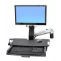 Ergotron 45-260-026 rööpapaigalduskomplekt, kõrgusreguleeritav monitorikinnitus klaviatuurialuse, väljatõmmatava hiirealuse, randmetoe ja vöötkoodiskanneri hoidikuga, sobib kuni 24 tolli LCD, VESA 75/100mm, poleeritud alumiinium