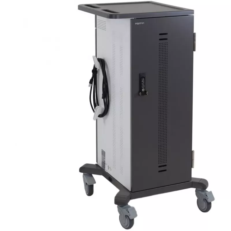 Ergotron YES35 Laadimiskäru 35 seadmele - Lukustatav, Hall/Valge, kuni 10-tolline ekraan