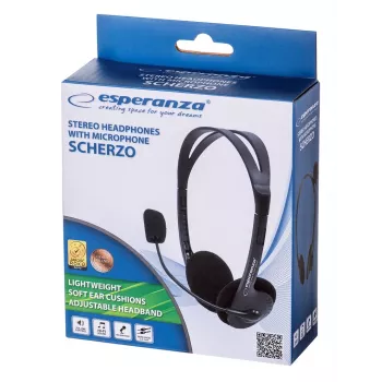 Esperanza EH102 juhtmega peakomplekt mikrofoniga - Must