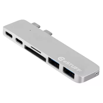 eSTUFF USB-C Slot-in Hub Pro hõbedane (ES84122-SILVER)