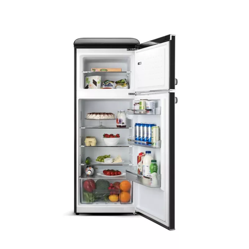 ETA Storio Retro Combi Külmik-Sügavkülmik, 215L Kokku, 170L Külmik, 45L Sügavkülmik, Vabaltseisev, Must, Energiaklass E, 38dB