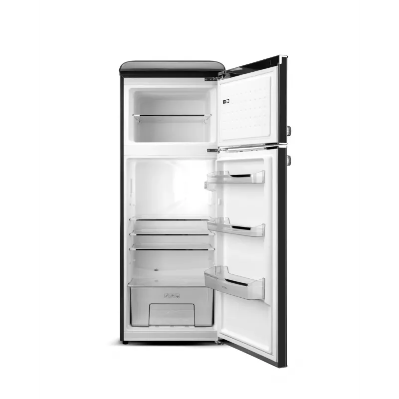 ETA Storio Retro Combi Külmik-Sügavkülmik, 215L Kokku, 170L Külmik, 45L Sügavkülmik, Vabaltseisev, Must, Energiaklass E, 38dB