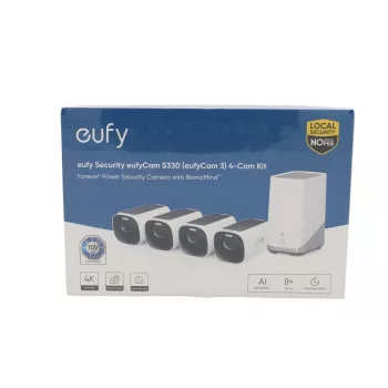 eufy eufyCam S330 4+1 komplekt 4K UHD päikeseenergial töötav turvakaamerate süsteem koos HomeBase 3-ga