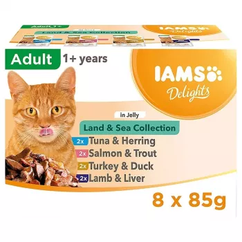 EUKANUBA IAMS DELIGHTS Land & Sea kollektsioon želees – märg kassitoit – 8x85g