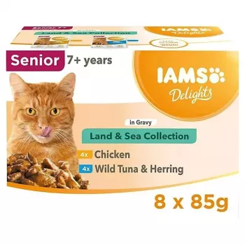 EUKANUBA IAMS Delights Senior Land & Sea Collection kastmes – märg kassitoit – 8 x 85g