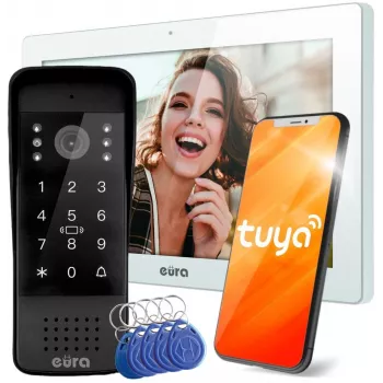EURA VDP-86A3 10-tolline valge videouksetelefon Tuya nutirakendusega, 2MP kaamera, 2 releeväljundit