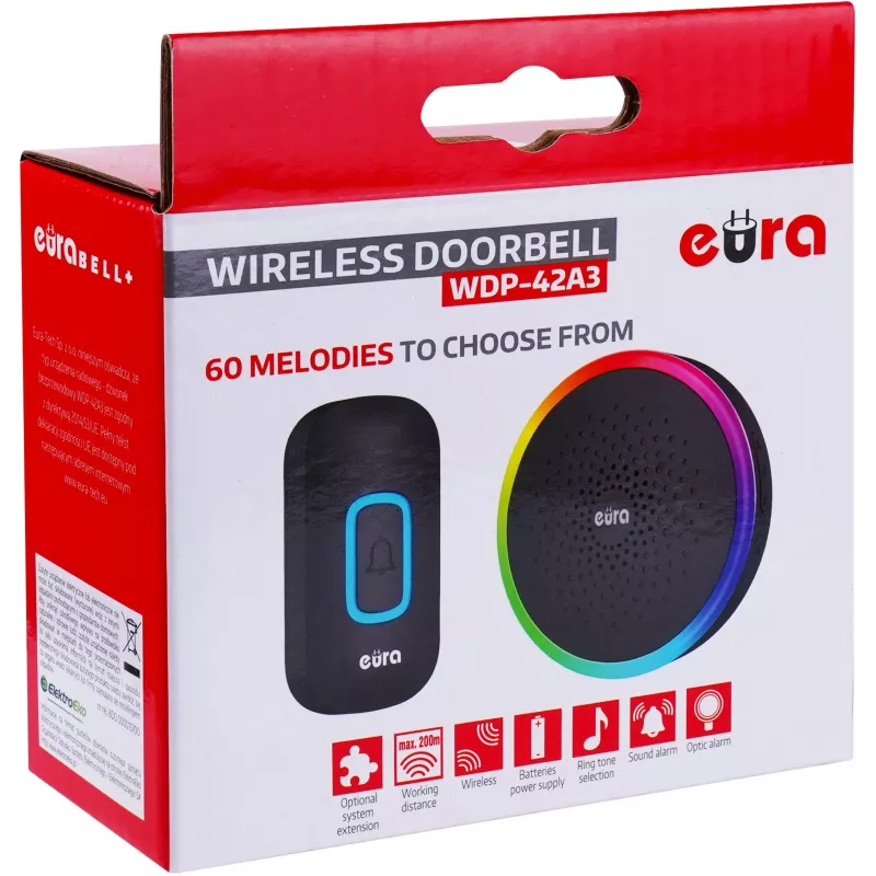 EURA WDP-42A3 juhtmevaba uksekell - must