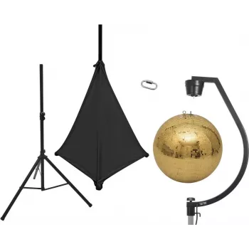 EUROLITE 50cm kuldne peegelpallikomplekt statiiviga ja musta venivkattega 20000707
