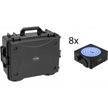 EUROLITE 8-osaline LED PAR komplekt RGBW IP65 valgustitega ja laadiva kohvriga