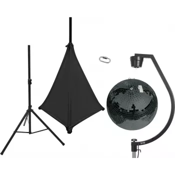 EUROLITE peegelkuuli komplekt 50cm must koos alusega ja musta kattelooriga 20000709