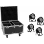 EUROLITE komplekt 4x AKKU IP PAR 14 HCL QuickDMX + Flightcase IP65 lavavalgustuse komplekt