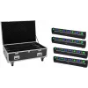 EUROLITE komplekt 4x LED BAR-8 SWING QCL riba koos flightcase'i ja ratastega