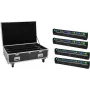 EUROLITE komplekt 4x LED BAR-8 SWING QCL riba koos flightcase'i ja ratastega